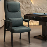High-back Ergonomic Leather Grey Office Chair with Pillow Image - 20