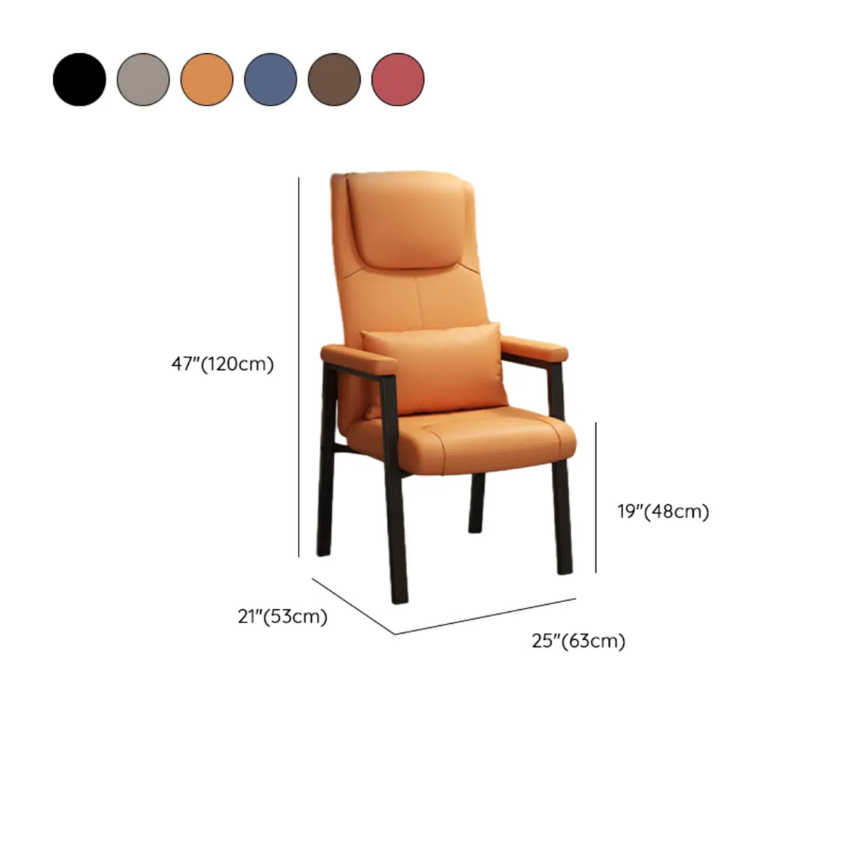 High-back Ergonomic Leather Grey Office Chair with Pillow 