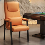 High-back Ergonomic Leather Grey Office Chair with Pillow Image - 3