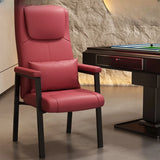 High-back Ergonomic Leather Grey Office Chair with Pillow Image - 6