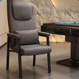 High-back Ergonomic Leather Grey Office Chair with Pillow Image - 8
