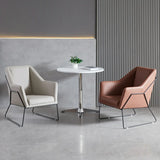 High-Back Leather Sloped Arms Fixed Back Sled Arm Chair Image - 1