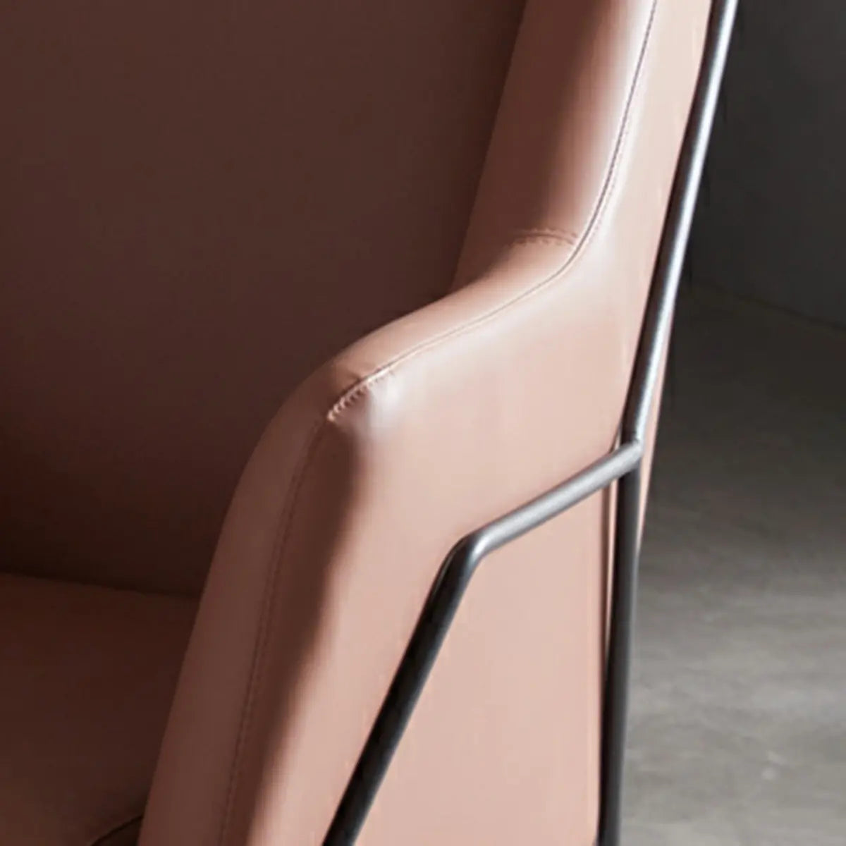 High-Back Leather Sloped Arms Fixed Back Sled Arm Chair Image - 10