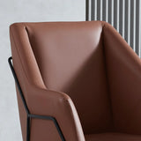 High-Back Leather Sloped Arms Fixed Back Sled Arm Chair Image - 12