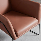 High-Back Leather Sloped Arms Fixed Back Sled Arm Chair Image - 14
