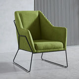 High-Back Leather Sloped Arms Fixed Back Sled Arm Chair Image - 15