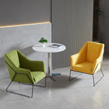 High-Back Leather Sloped Arms Fixed Back Sled Arm Chair Image - 8