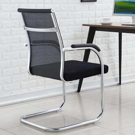 High-Back Metal Frame Black Mesh Metal Office Chair Image - 1