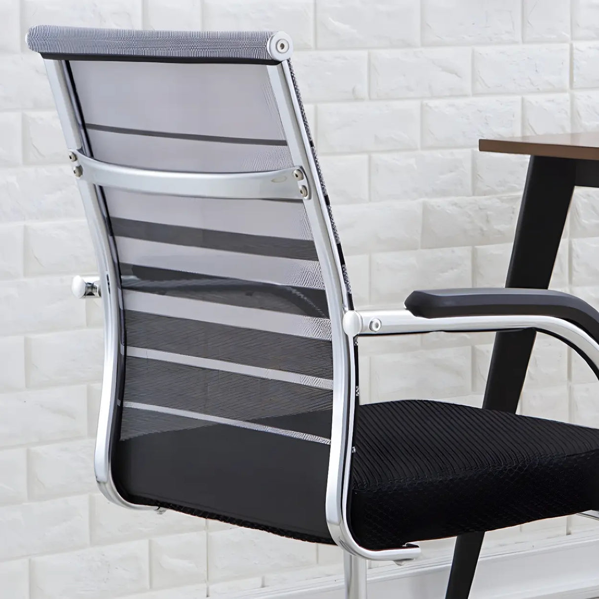 High-Back Metal Frame Black Mesh Metal Office Chair Image - 10