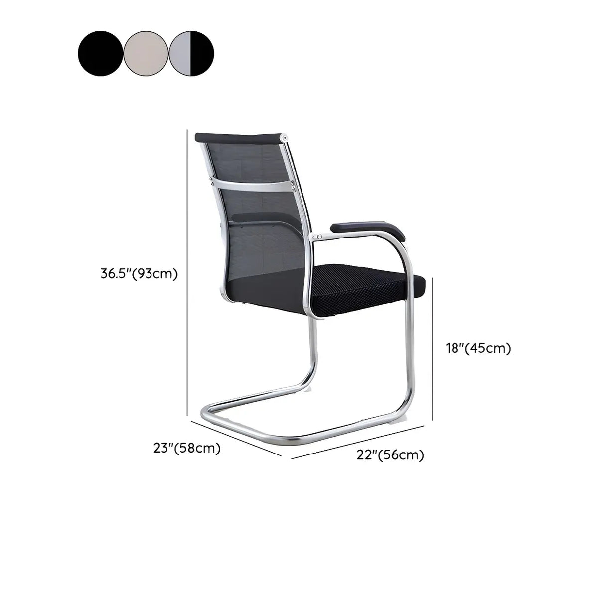 High-Back Metal Frame Black Mesh Metal Office Chair Image - 13