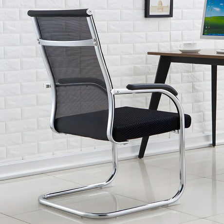 High-Back Metal Frame Black Mesh Metal Office Chair Image - 2