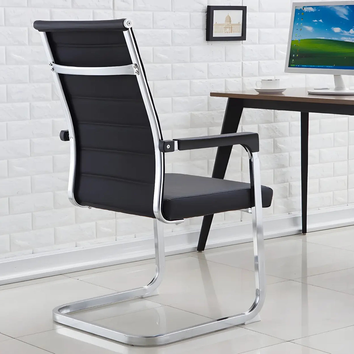 High-Back Metal Frame Black Mesh Metal Office Chair Image - 7