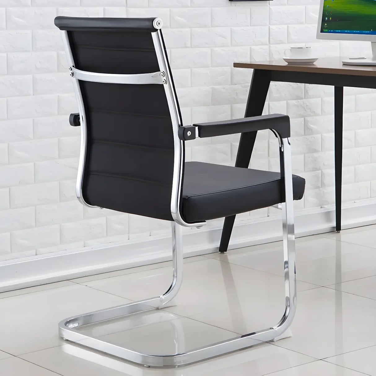 High-Back Metal Frame Black Mesh Metal Office Chair Image - 8