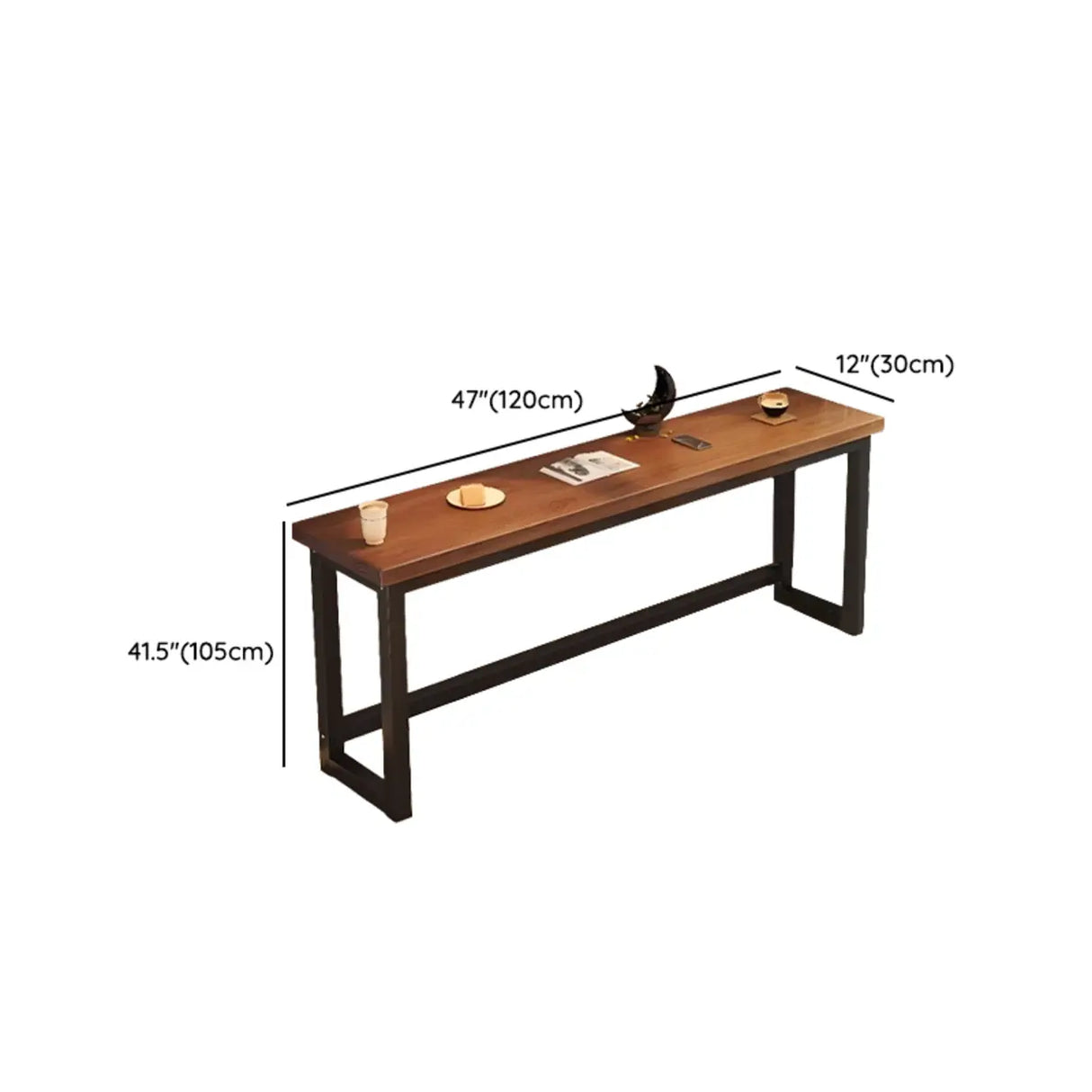 High Top Trestle Metal Base Footrest Wood Brown Bar Set Image - 12