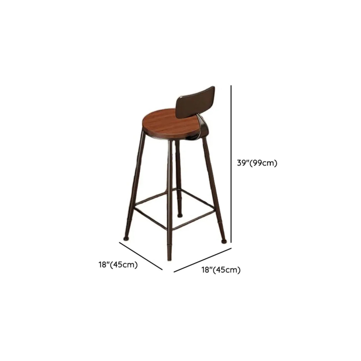 High Top Trestle Metal Base Footrest Wood Brown Bar Set Image - 29