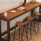 High Top Trestle Metal Base Footrest Wood Brown Bar Set Image - 4