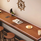High Top Trestle Metal Base Footrest Wood Brown Bar Set Image - 8