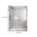 Hinged Clear Glass Black Hardware Shower Door with Handle Image - 12