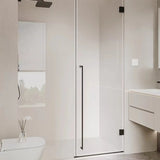 Hinged Clear Glass Black Hardware Shower Door with Handle Image - 3