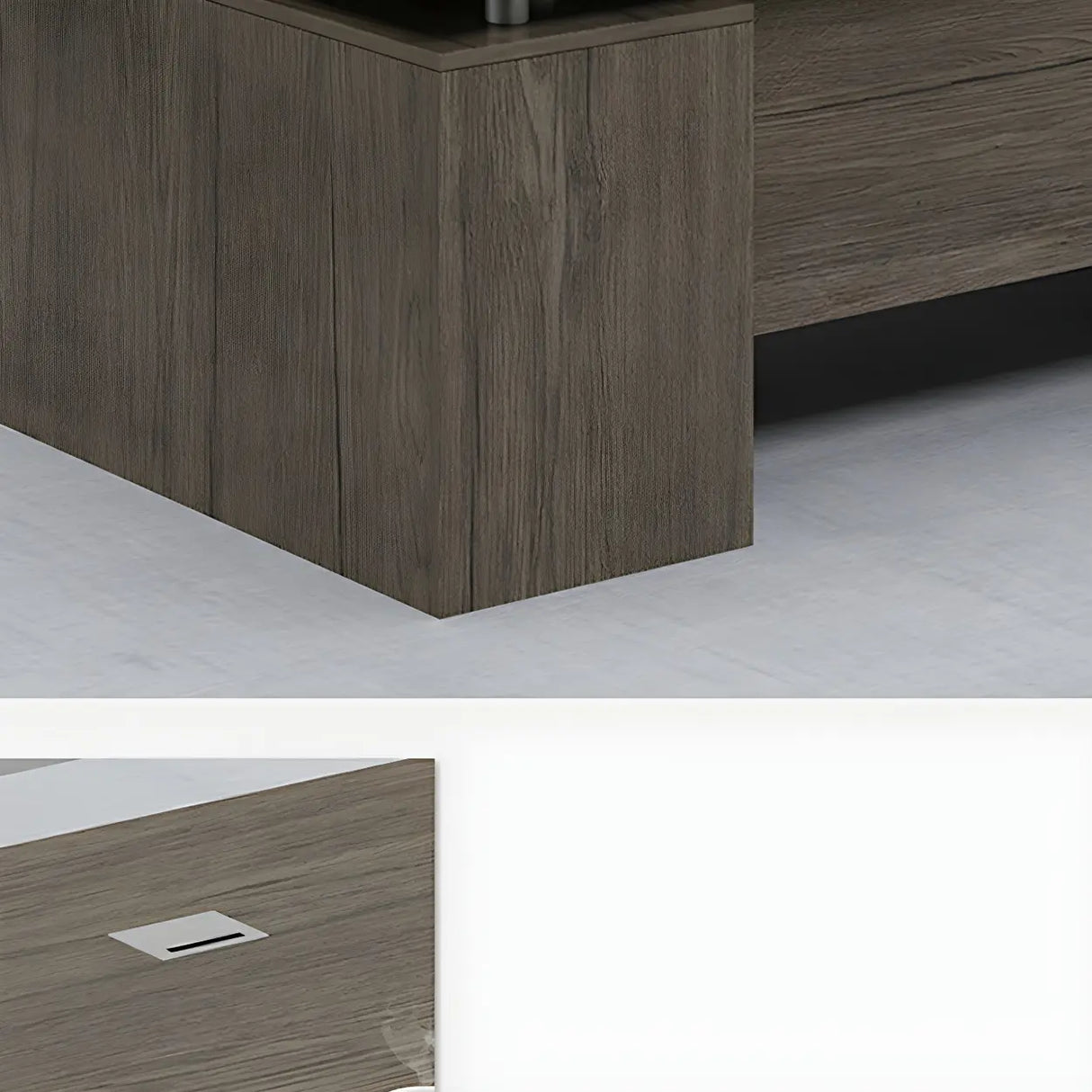 Home Office Wood Rectangle Computer Desk with Cabinet Image - 10