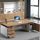 Home Office Wood Rectangle Computer Desk with Cabinet Image - 12