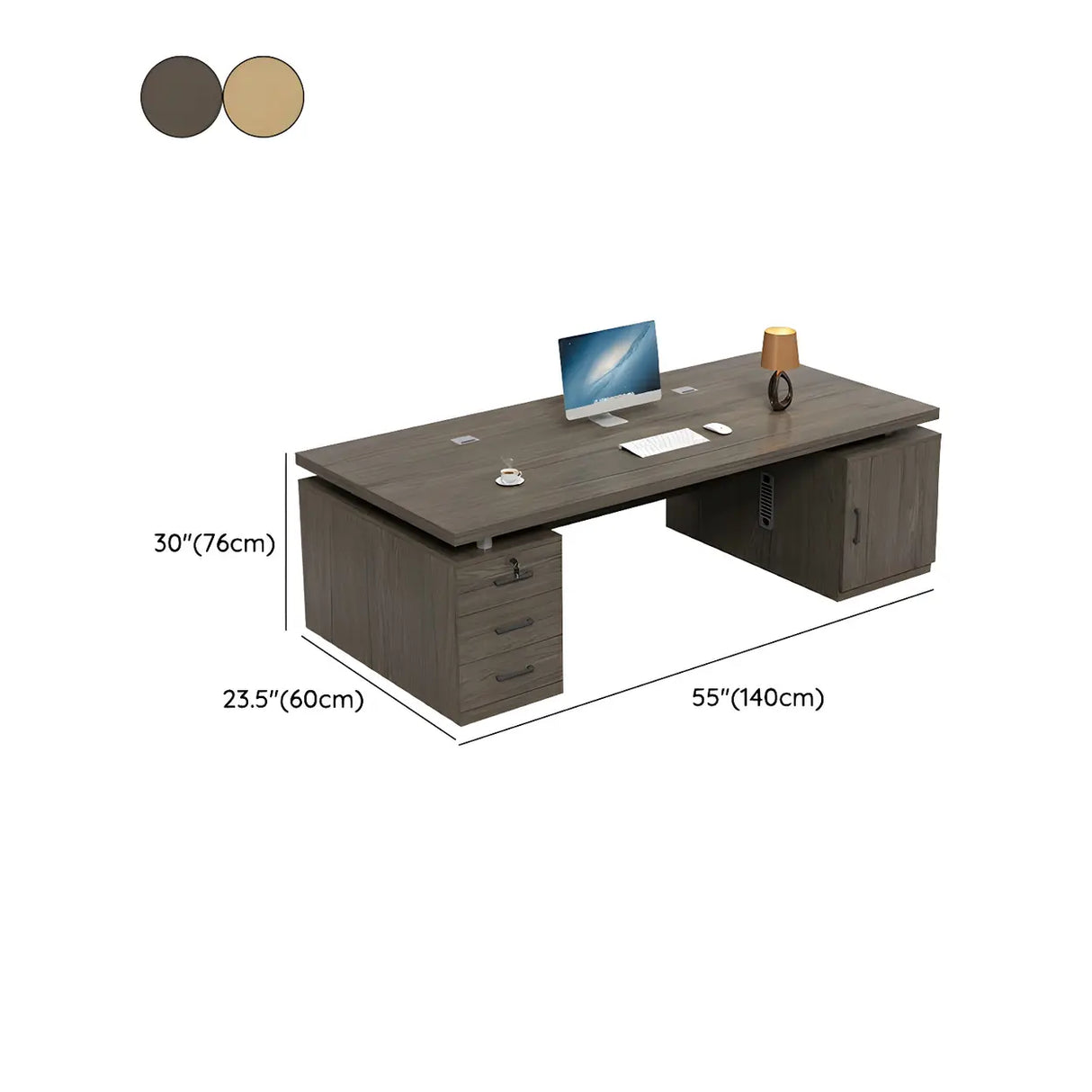 Home Office Wood Rectangle Computer Desk with Cabinet Image - 15