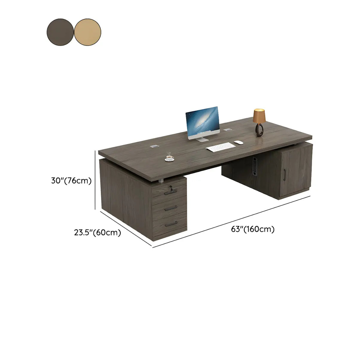 Home Office Wood Rectangle Computer Desk with Cabinet Image - 16