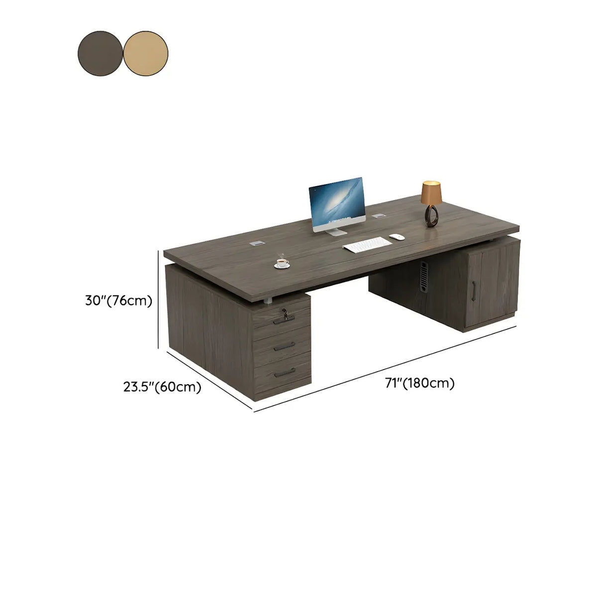 Home Office Wood Rectangle Computer Desk with Cabinet Image - 17