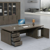 Home Office Wood Rectangle Computer Desk with Cabinet Image - 5