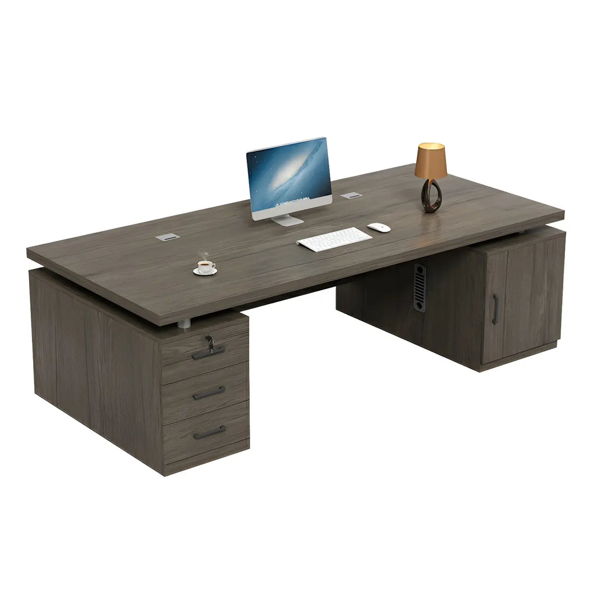 Home Office Wood Rectangle Computer Desk with Cabinet Image - 6