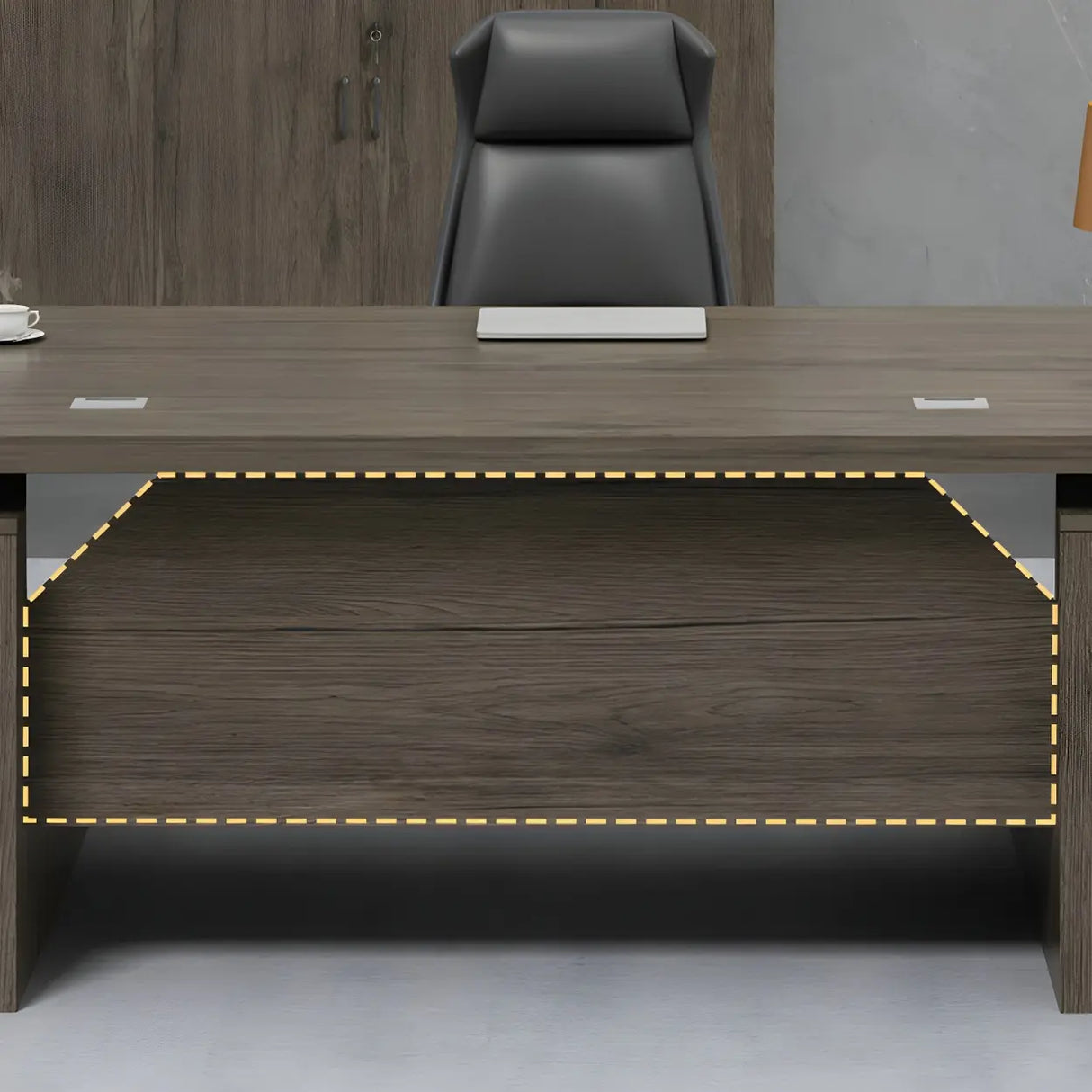 Home Office Wood Rectangle Computer Desk with Cabinet Image - 8