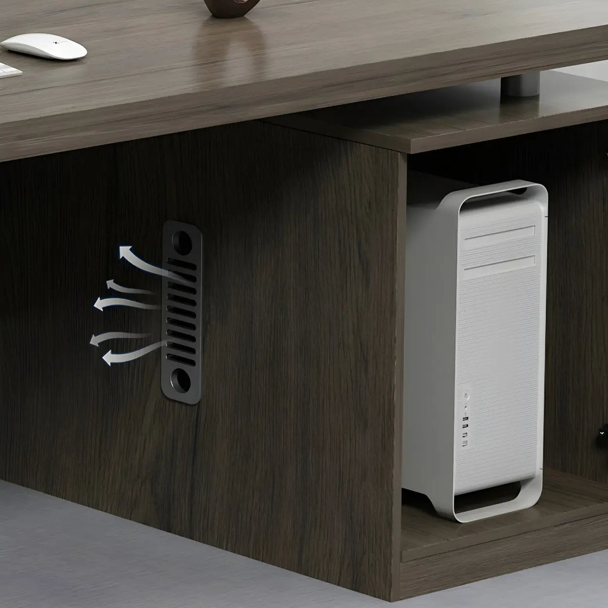 Home Office Wood Rectangle Computer Desk with Cabinet Image - 9