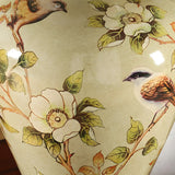 Elegant Pleated Fabric Floral Ceramic Base Table Lamp Image - 13