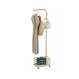 Hooks Metal Gold Shelves Coat Rack with Basket Storage Image - 5
