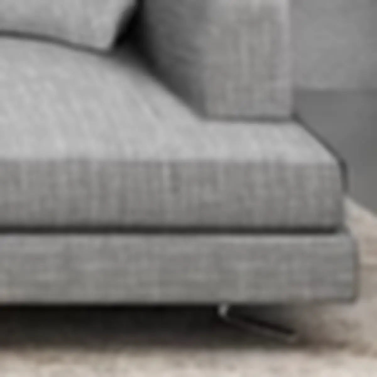 Horizontal Gray Cotton Linen Square Arm Large Sofa Image - 3