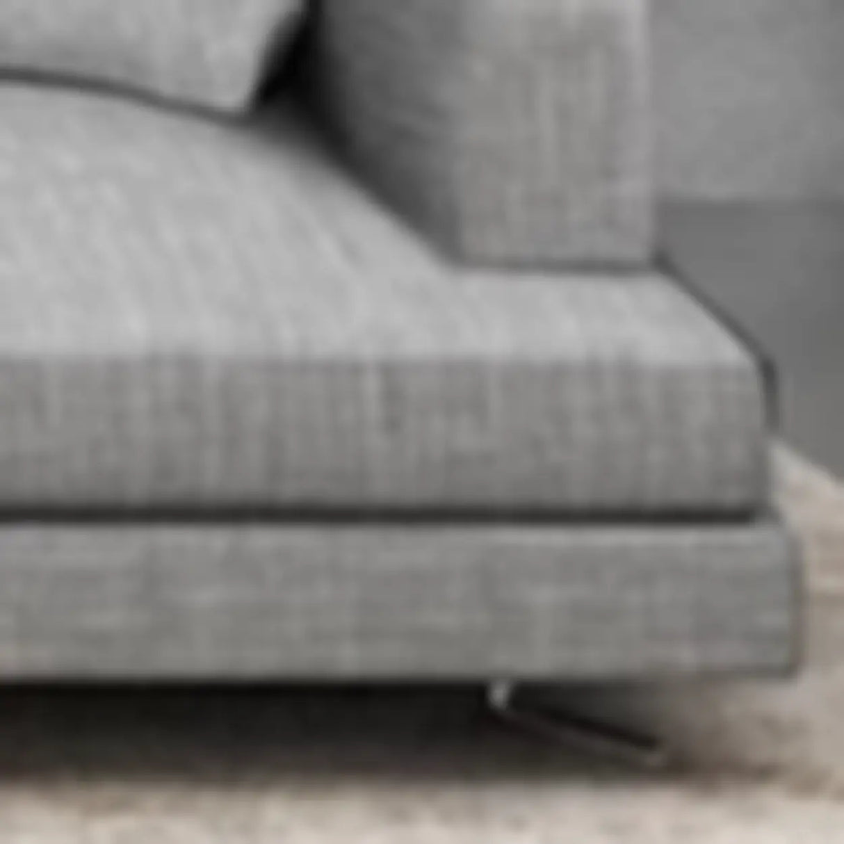 Horizontal Gray Cotton Linen Square Arm Large Sofa Image - 3