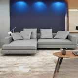 Horizontal Gray Cotton Linen Square Arm Large Sofa Image - 4