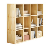 Horizontal Natural Solid Wood Cube Storage Bookcase Image - 10