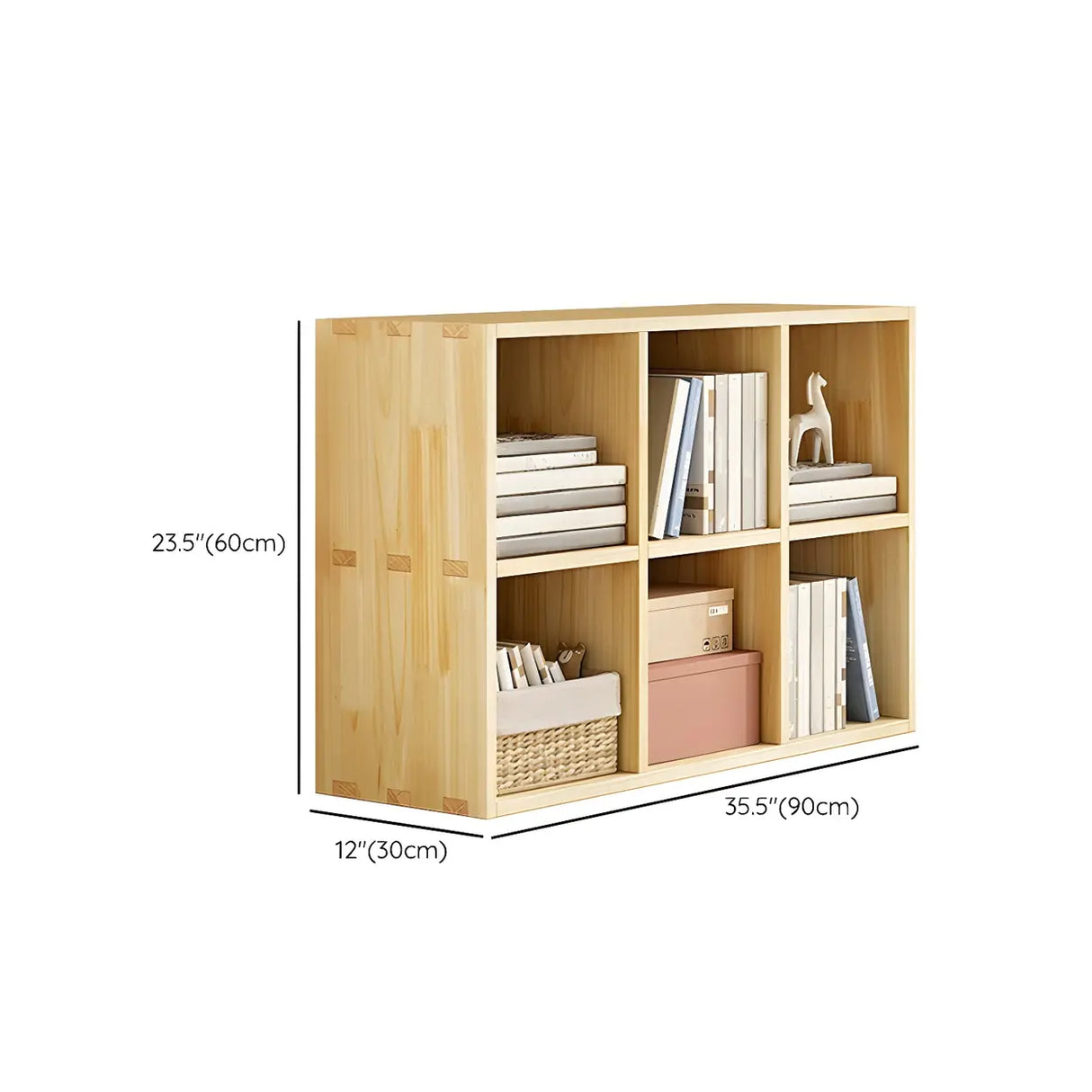 Horizontal Natural Solid Wood Cube Storage Bookcase Image - 17