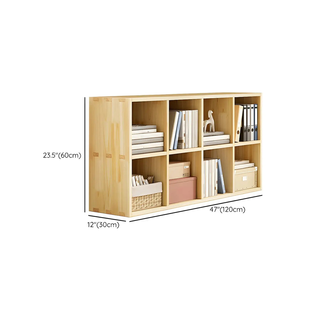 Horizontal Natural Solid Wood Cube Storage Bookcase Image - 19