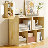 Horizontal Natural Solid Wood Cube Storage Bookcase Image - 2