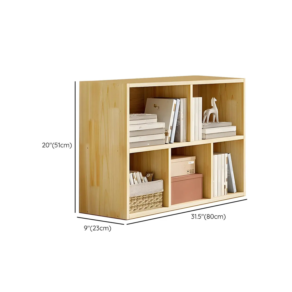 Horizontal Natural Solid Wood Cube Storage Bookcase Image - 20