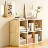 Horizontal Natural Solid Wood Cube Storage Bookcase Image - 3