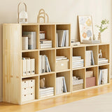 Horizontal Natural Solid Wood Cube Storage Bookcase Image - 4