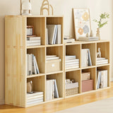 Horizontal Natural Solid Wood Cube Storage Bookcase Image - 8
