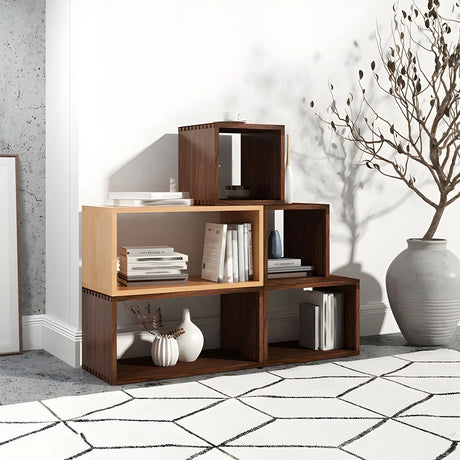 Horizontal Simple Modular Solid Wood Cube Bookshelf Image - 14