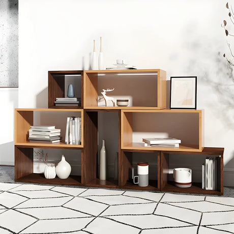 Horizontal Simple Modular Solid Wood Cube Bookshelf Image - 8