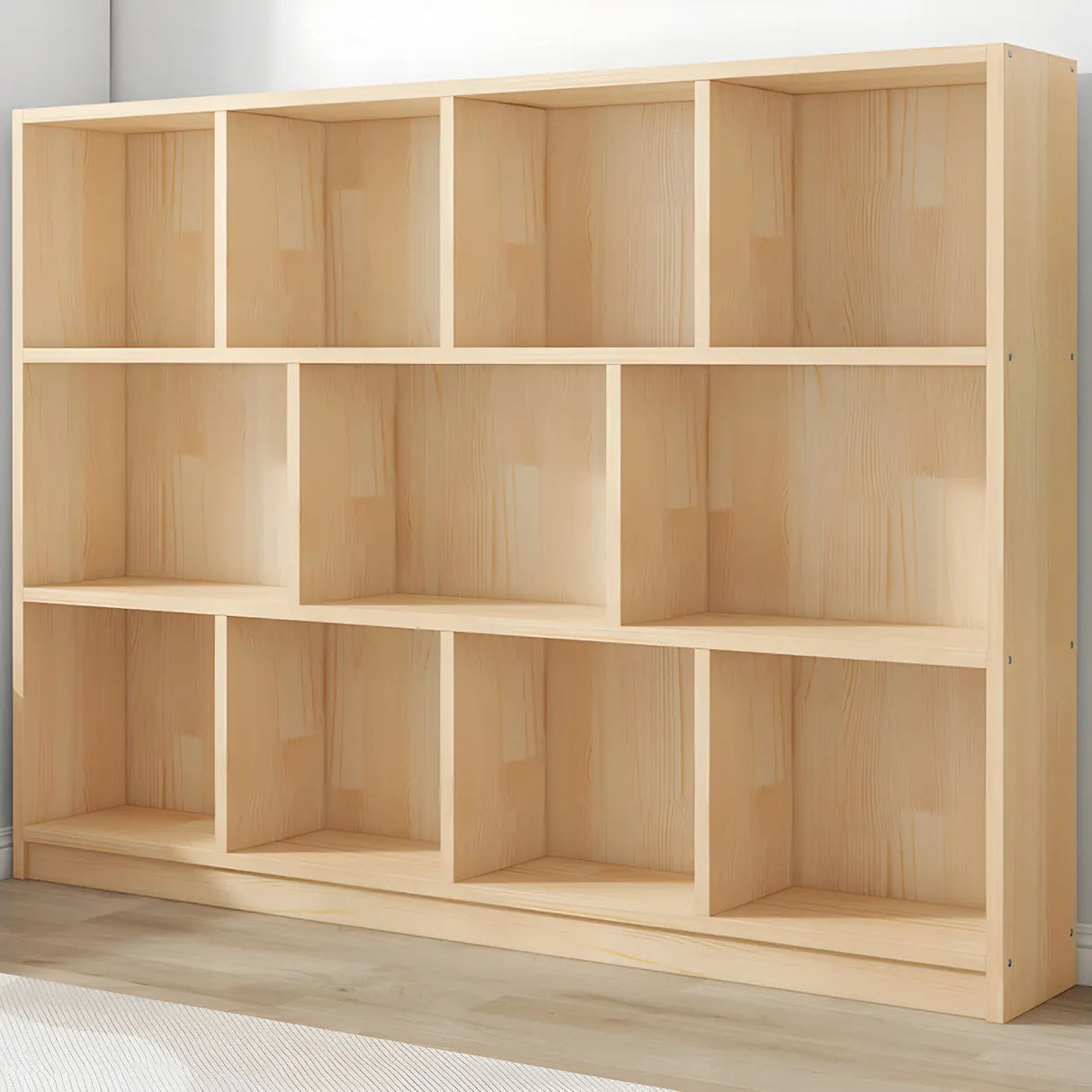 Horizontal Solid Wood Bookshelf Closed Back Bookcase Image - 18
