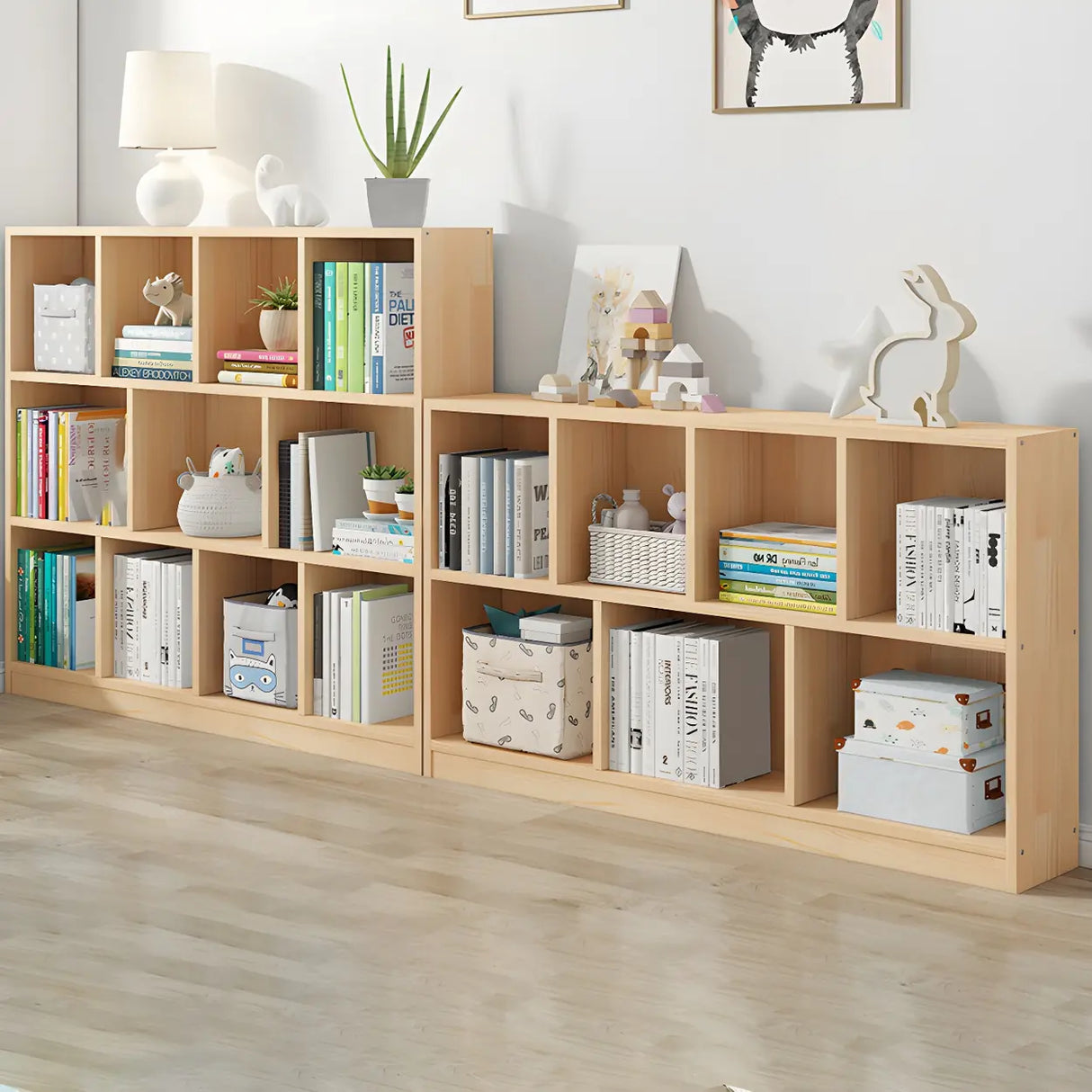 Horizontal Solid Wood Bookshelf Closed Back Bookcase Image - 19