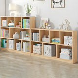 Horizontal Solid Wood Bookshelf Closed Back Bookcase Image - 19